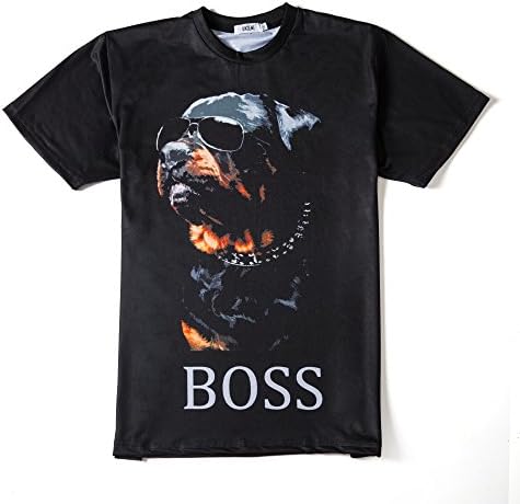 ONSEME Rottweiler Boss Dog T-Shirt Unisex-Adult Funny Animal 3D Tees Short Sleeve Tops