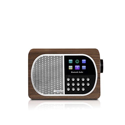 LEMEGA M2A Wi-Fi/DLNA/Spotify connect /Internet Radio/ FM radio with Bluetooth and Clock/Snooze/Alarm table radio (Walnut)