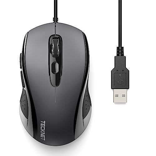 TECKNET Wired Mouse, 3600DPI, USB Wired Computer Mice, 6-Button, 4-Levels at Amazon