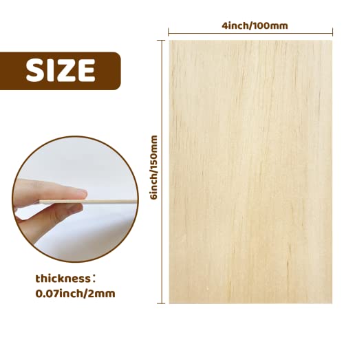 MUXGOA 20 Pcs Wood Sheets,Unfinished Balsa Wood Sheets for Crafts DIY Wood Sheets Thin Wood Sheets for Wooden DIY Ornaments,Scrabble Tiles,House Aircraft Ship Boat,School Projects(150x100x2mm)