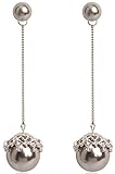 Fashion Jewelry Rhinestone Designer Faux Pearl Dangle Earrings For Women in Grey