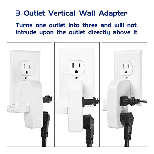 3 Way Vertical Outlet Wall Tap Outlet Splitter Extender with 3 Prong