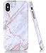 iPhone X Case, Shiny Rose Gold White Gery Marble Design, BAISRKE Clear Bumper Matte TPU Soft Rubber Silicone Cover Phone Case for Apple iPhone X (2017) 5.8 inch
