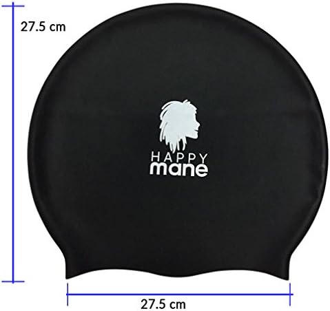 Happy Mane Premium Large Silicone Waterproof Swimming Cap, designed for Braids, long hair Dreadlocks, Extensions Mambo crochets or Afro Hair. For Men Women Youth Child Keeps Hair Clean Dry By