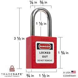TRADESAFE Lockout Tagout Locks Set - 7 Red Loto