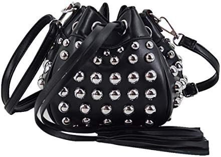 Goodbag Boutique Women Fashion Drawstring Bucket Bags Mini Tote Handbag Chain Shoulder Bag Casual Crossbody Bag Satchel Purse
