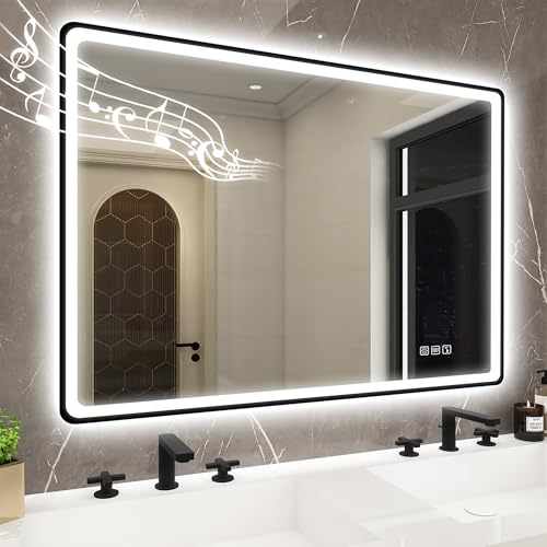 STARLEAD Black Frameless LED Bathroom Mirror
