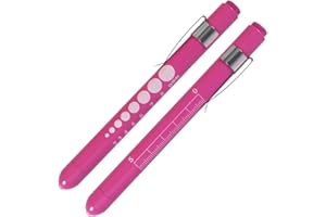 Aokin Pen Light with Pupil Gauge, Reusable LED Penlight Medical for Doctor Nurse Diagnostic etc, White Light, 2 Pcs Rose