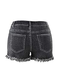 Aodrusa pantalones cortos de mezclilla desgarrados para dama, de medios afectados, para mejorar el cuerpo, pantalones vaqueros cortos desgastados