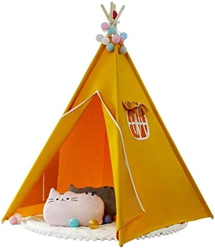 Dzhtswd折りたたみキッズテント 子供ティーピーテント折りたたみ式コットンキャンバスオレンジテント子供写真インド劇場テントクッション屋内および屋外用 メーカー直送 カラー C1 サイズ 図表示されているように ファッション Color C1 Shown Size As