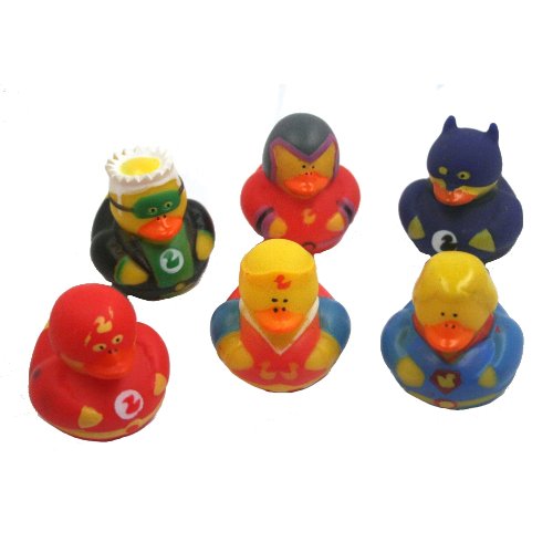 Fun Express Super Hero Rubber Duck Duckies Party Favors - 12 Pieces (Discontinued by manufacturer)