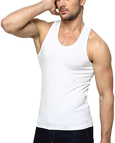 Double FNT Men's White Modal Tank Top Stretchable Jersey Soft A Shirts