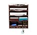 PAG 5-Tier Wood Hanging Wall File Holder Organizer Magazine Literature Rack with 6 Hooks, Retro Brown