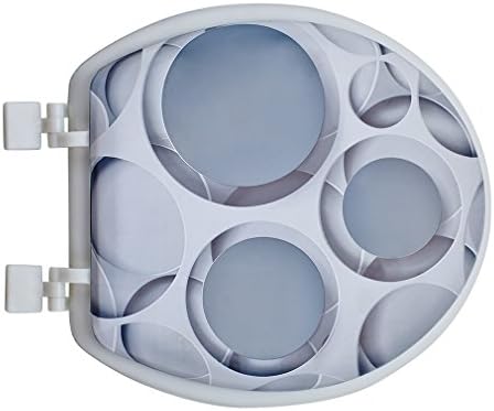 ARUHE Plastic Round Toilet Seat With Cover, Easy Clean &amp; Change Hinges and Seat Fastening System , White
