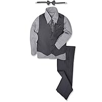 Johnnie Lene JL40 Pinstripe Boys Formal Dresswear Vest Set (18, Gray/Silver)