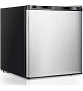 COSTWAY Compact Upright Freezer Countertop, 1.1 cu. ft. Mini Size with Reversible Stainless Steel...