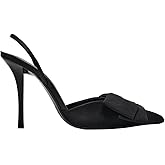 BAISOILIHA Women's Fabric High-Heel Slingback Shoes Bow Detail On The Front Elastic Strap Around The Back Pointed Toe Wedding Party Office Dance Pump