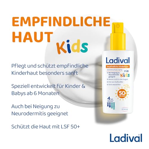 Empfindliche Kinderhaut Sonnenschutz-Spray LSF 50+: Sonnencreme für Kinder und Babys ab 6 Monaten, pflegend, extra wasserfest, mit 4-fach Zellschutz, 150ml