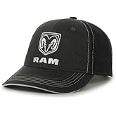 Ram Trucks Ram Logo Trucker Hat for Men – Structured Cotton Twill Baseball Cap with Mesh Back, Adjustable Snapback, Black