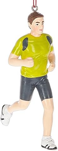 Male Runner Running Shorts and Moisture Wicking Shirt Marathon Running Christmas Tree Ornament