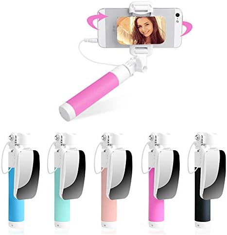 Selfie Stick Extendable Monopod With Mirror For IPhone 6s 6 Plus 5s 5 Android Samsung Galaxy S7 Edge/S4 Smart Phones(Rose Red)