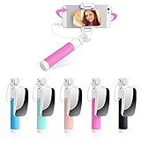 Mini Selfie Stick Extendable Monopod With Mirror For IPhone 6s 6 Plus 5s 5 Android Samsung Galaxy S7 Edge/S4 Smart Phones(Rose Red)