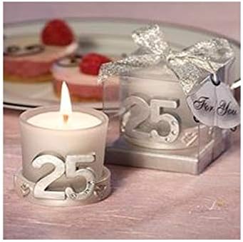Amazon De Vasara Kerze Zum 25 Geburtstag In Geschenkbox Silberhochzeit
