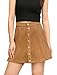Allegra K Woman Bonded Suede Button Closure Front Mid Rise Mini A-Line Skirt