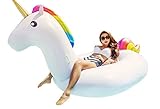 CAPTAIN FLOATY Giant Inflatable Unicorn Pool Float, Pool Toy, Huge 8-Foot Floatie (Giant Raft)