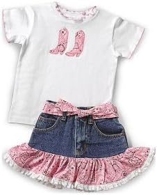KIDDIE KORRAL 2 PIECE DENIM SKIRT AND TEE SIZE 7