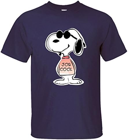REDE Men's Cartoon Joe Cool Snoopy With Black Sunglasses Cotton T Shirt dark blue XL