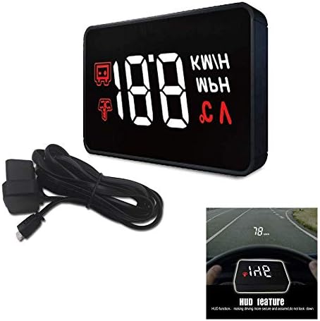 3.5" HUD Head Up Display OBD2/EUOBD Interface Plug & Play Vehicle Speed KM/H MPH, Overspeed Warning, Water Temperature, Battery Voltage, Mileage Measurement