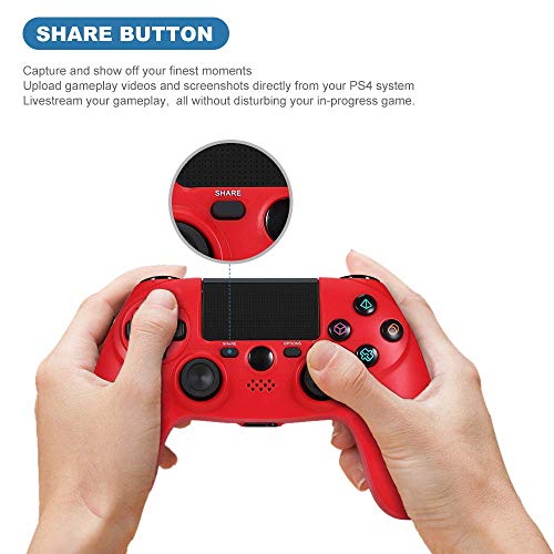 Maliralt PS4 Wireless Controller LP18 DualShock 4 Bluetooth Wireless Controller for Playstation 4, Rechargeable PS4 Gamepad with Touch Pad, Light Bar and 3.5m Audio Jack - Red (Third Party Made) - Thumbnail 3