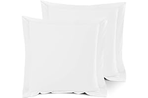 SAFERAY GREEN European Square Pillow Shams Set of 2, Super Soft and Cozy,Throw Pillow Covers, Wrinkle, Fade, 600 Thread Count, Stain Resistant Square Pillow Cases (White, European 26 x 26)