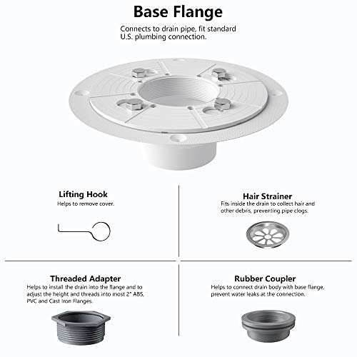USHOWER 6Inch Square Shower Drain, 304 Stainless Steel Brushed Nickel