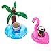 Cazul Goods Inflatable Pool Drink Holder Floats - 3 pieces Flamingo and 3 pieces Palm Tree Design (Set of 6)