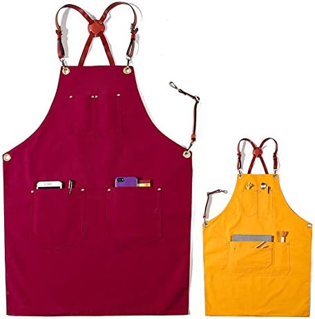 Soft Cotton Canvas Bib Apron for Men Women with Pockets for Home Kitchen Dishes, Cafes, Beauty Nails, Studios, Hair Stylist
