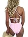 TOB Women's Sexy Cross Lace One Piece Swimsuit Swimwear Bathing Suit Pink