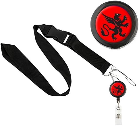 Translucent Retractable Badge Holder Reel Key Chain Reel with Black Lanyard for Key Cards and ID Cards FLYING MONSTER (Black Reel &amp; Black Lanyard)