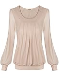 Blouse, Bebonnie Womens Ladies Basic Jersey Fashion Peasant Banded Blouse T Shirts Tunic Top XL Beige
