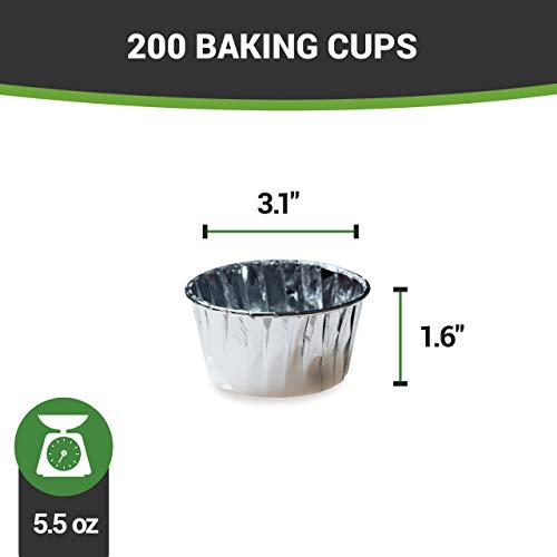 5.5 Ounce Cupcake Liners, 200 Large Disposable Baking Cups Pleated