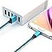 StyleTech Inc. Aluminum Nylon Braided Series 6 Feet Micro-USB Syncing/Charging Data Cable for Android, Samsung, HTC, Windows, Motorola, Tablets, etc. (3.) Blue - White - Pink