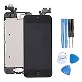 Ibaye LCD Display Touch Screen Digitizer Glass Lens Assembly Camera and Home Button Repair Replacement with Tools for iPhone 5 Black