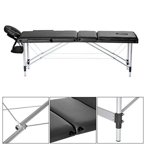 Homgrace Portable Folding Massage Table 3 Fold Aluminum Alloy Frame with Carrying Case