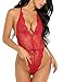 Avidlove Teddy Lingerie for Women One Piece Babydoll Lace Bodysuit Romper Dark Red S