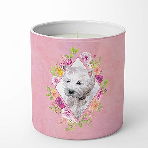 Caroline's Treasures CK4193CDL West Highland White Terrier Pink Flowers 10 oz D…