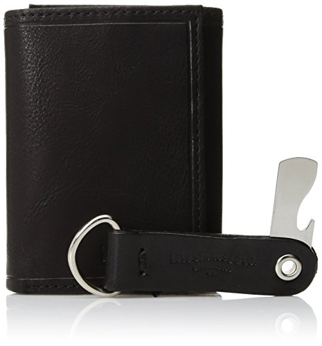 Levi's Men's Wallet & Leather Key Fob With Flipout Bottle Opener Gift Set, black, One Size