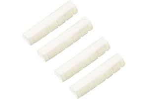 MICOVAY 4pcs Acoustic Guitar Nut Real Buffalo Bone Grooves 6 String Ukuleles Bridge, 43 x 6 x 8.5/9mm