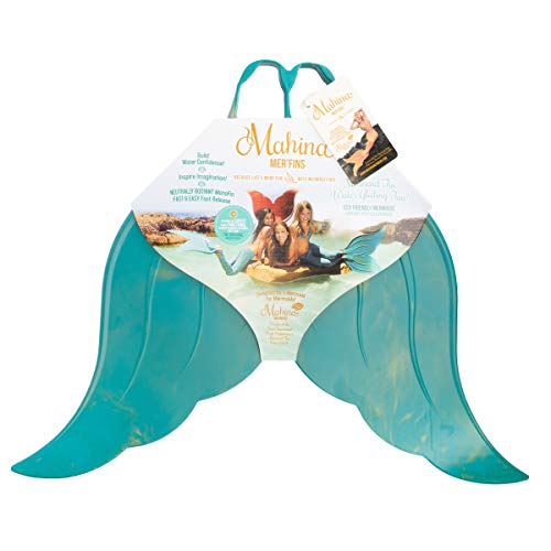 Mahina Mermaid Kids MerFin Classic Swim Mono-Fin Costume, Small, Aqua - Thumbnail 4