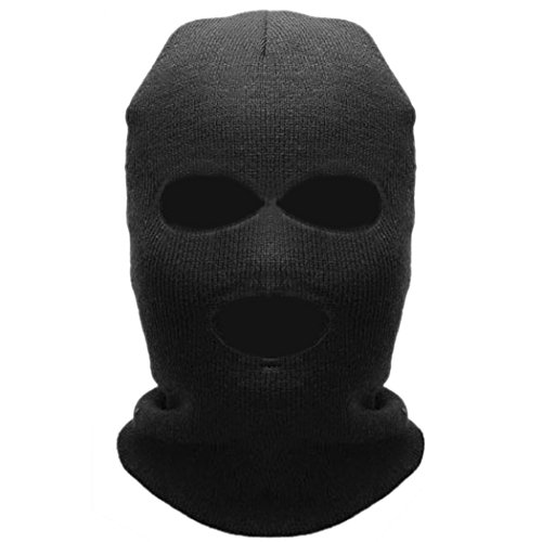 Naggoo Full Face Mask Black Knit Ski Mask 3 Hole (Black)